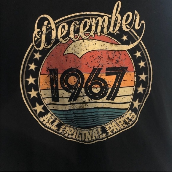 Fruit of Loom Black Retro Graphic Tee: December 1967...Short Sleeved Sized L - Picture 2 of 15